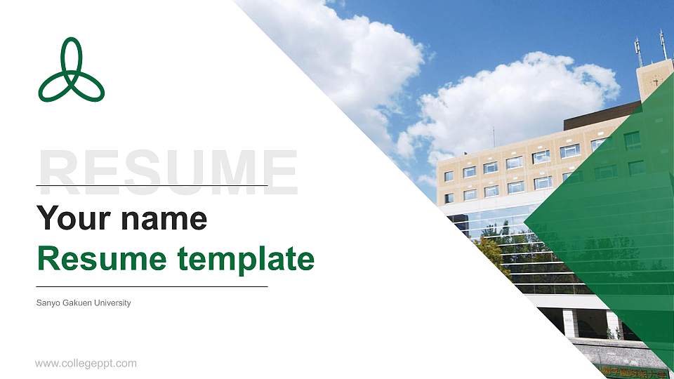 Sanyo Gakuen University Resume PPT Template16:9 ratio PPT effect preview image