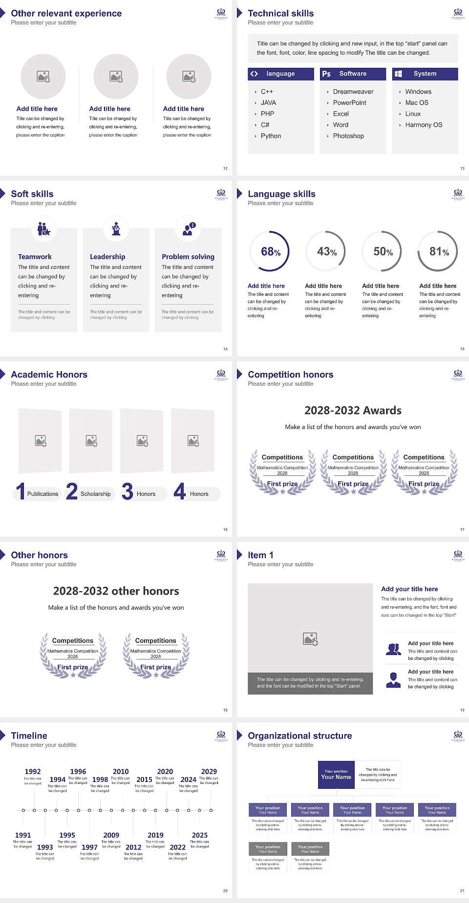 Senri Kinran University Resume PPT Template4:3 ratio PPT effect preview image3