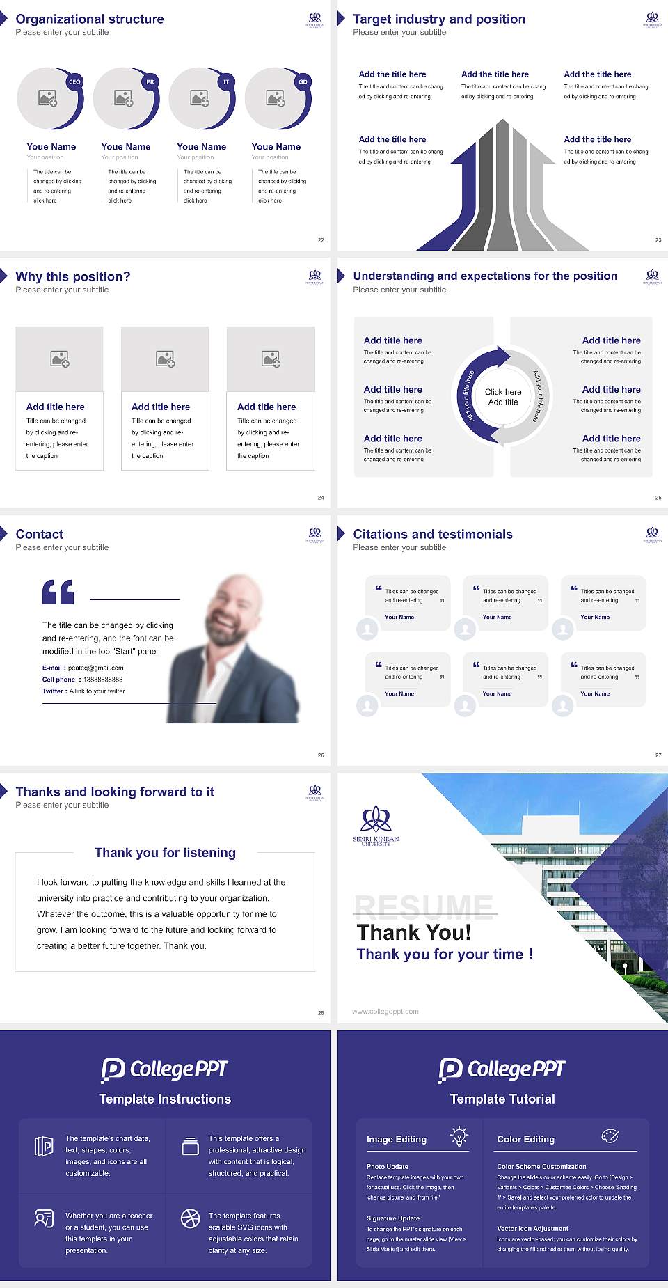 Senri Kinran University Resume PPT Template4:3 ratio PPT effect preview image4