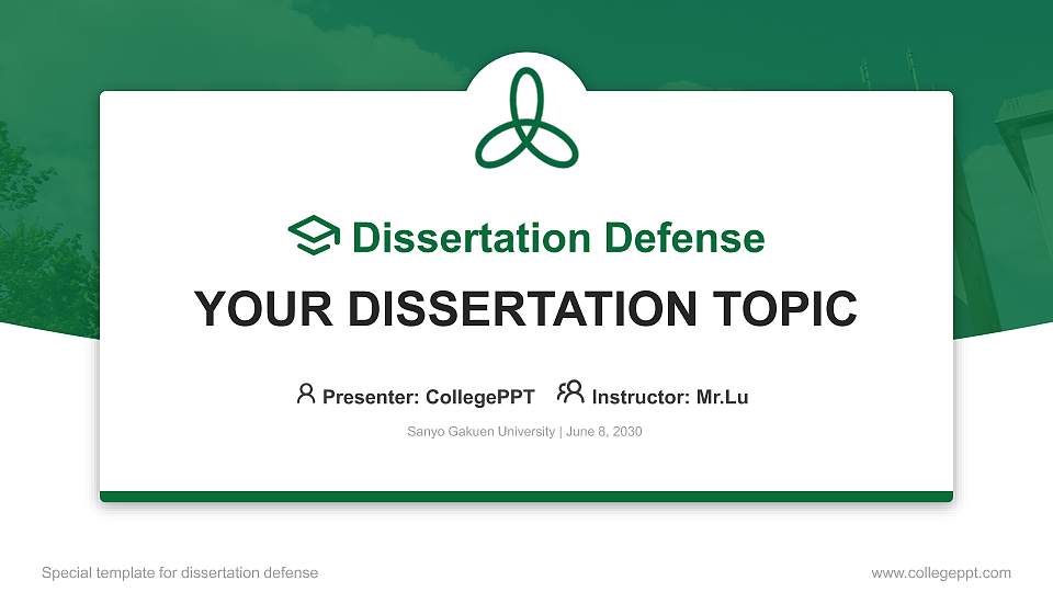 Sanyo Gakuen University Graduation Thesis Defense PPT Template16:9 ratio PPT effect preview image