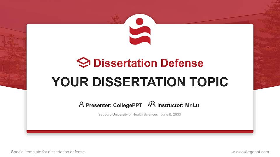 Sapporo University of Health Sciences Graduation Thesis Defense PPT Template16:9 ratio PPT effect preview image