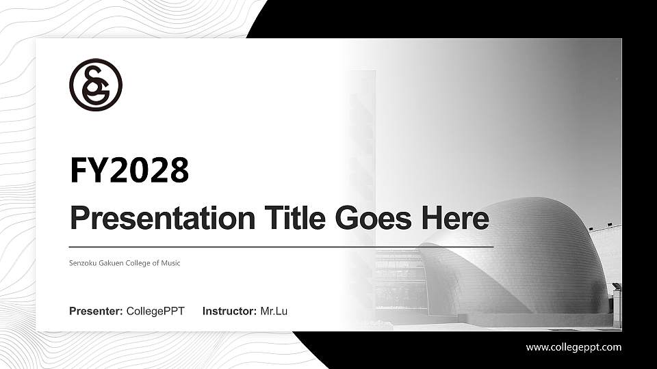 Senzoku Gakuen College of Music Academic Presentation/Research Findings Report PPT Template16:9 ratio PPT effect preview image