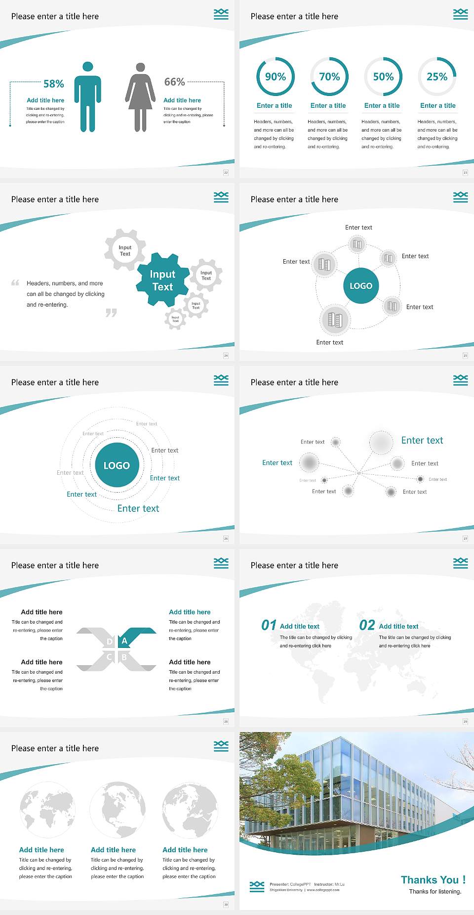 Shigakkan University Course/Courseware Creation PPT Template4:3 ratio PPT effect preview image4
