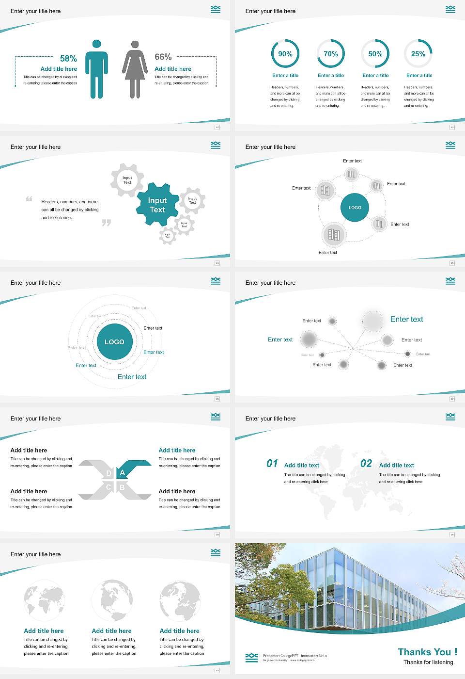 Shigakkan University Course/Courseware Creation PPT Template16:9 ratio PPT effect preview image4