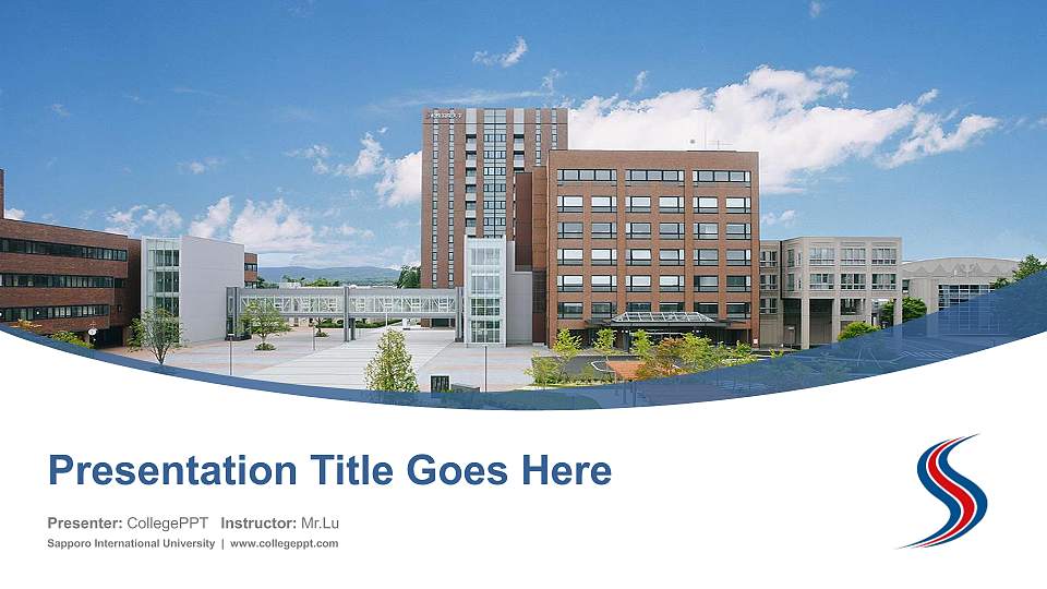 Sapporo International University Course/Courseware Creation PPT Template16:9 ratio PPT effect preview image