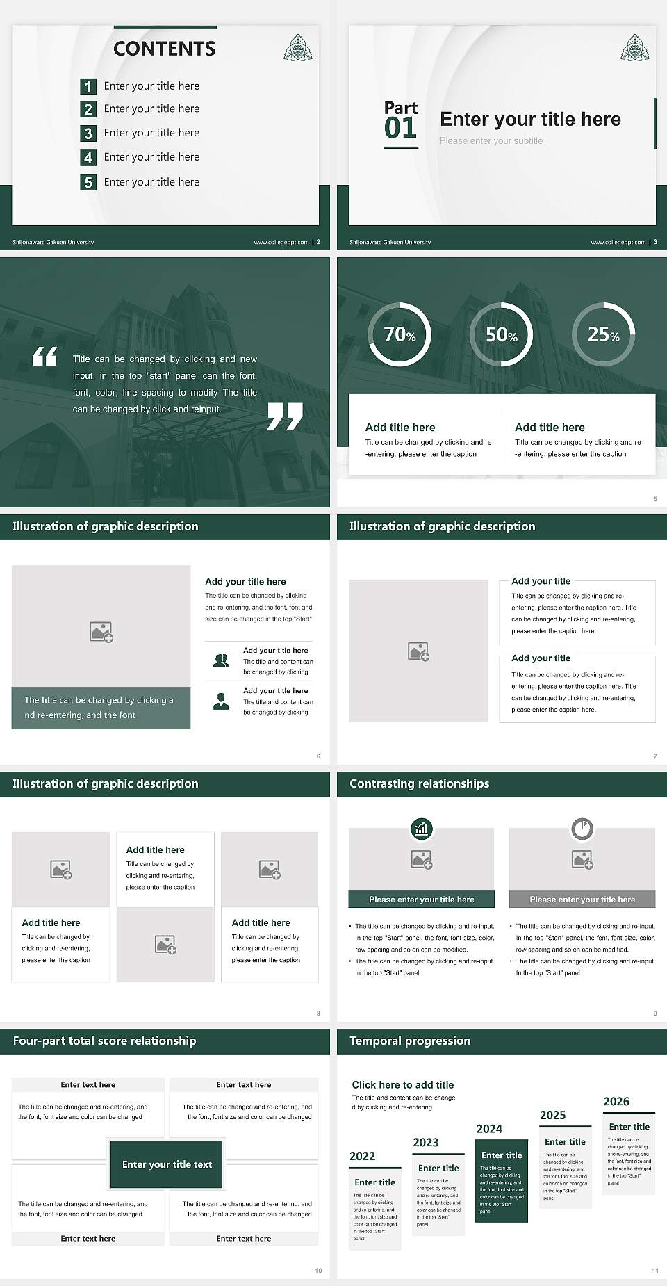 Shijonawate Gakuen University Thesis Proposal/Graduation Defense PPT Template4:3 ratio PPT effect preview image2