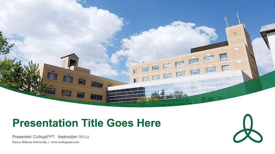 Sanyo Gakuen University Course/Courseware Creation PPT Template16:9 ratio PPT effect preview image