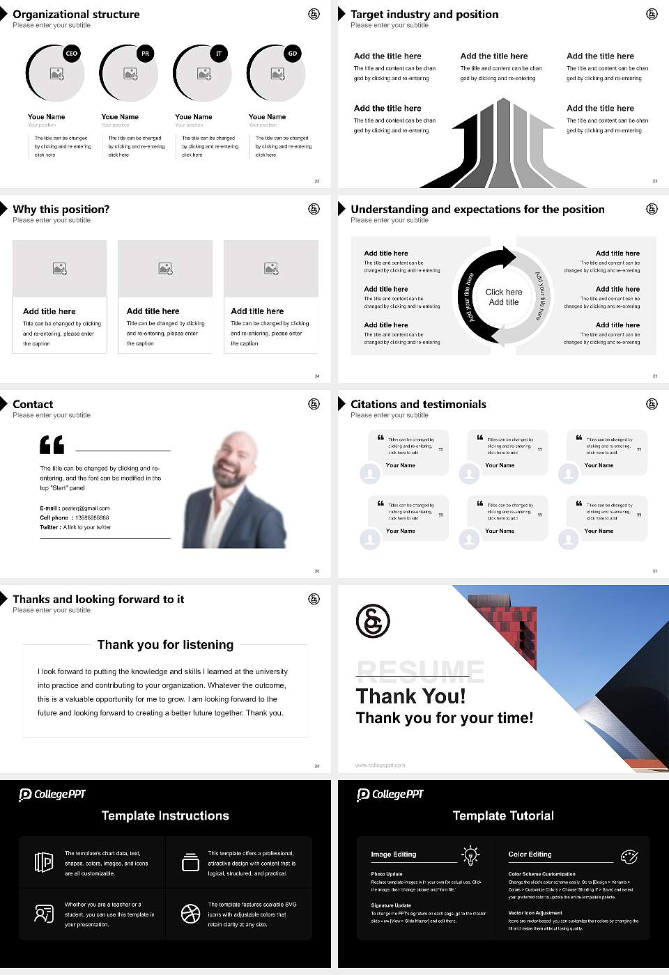 Senzoku Gakuen College of Music Resume PPT Template16:9 ratio PPT effect preview image4