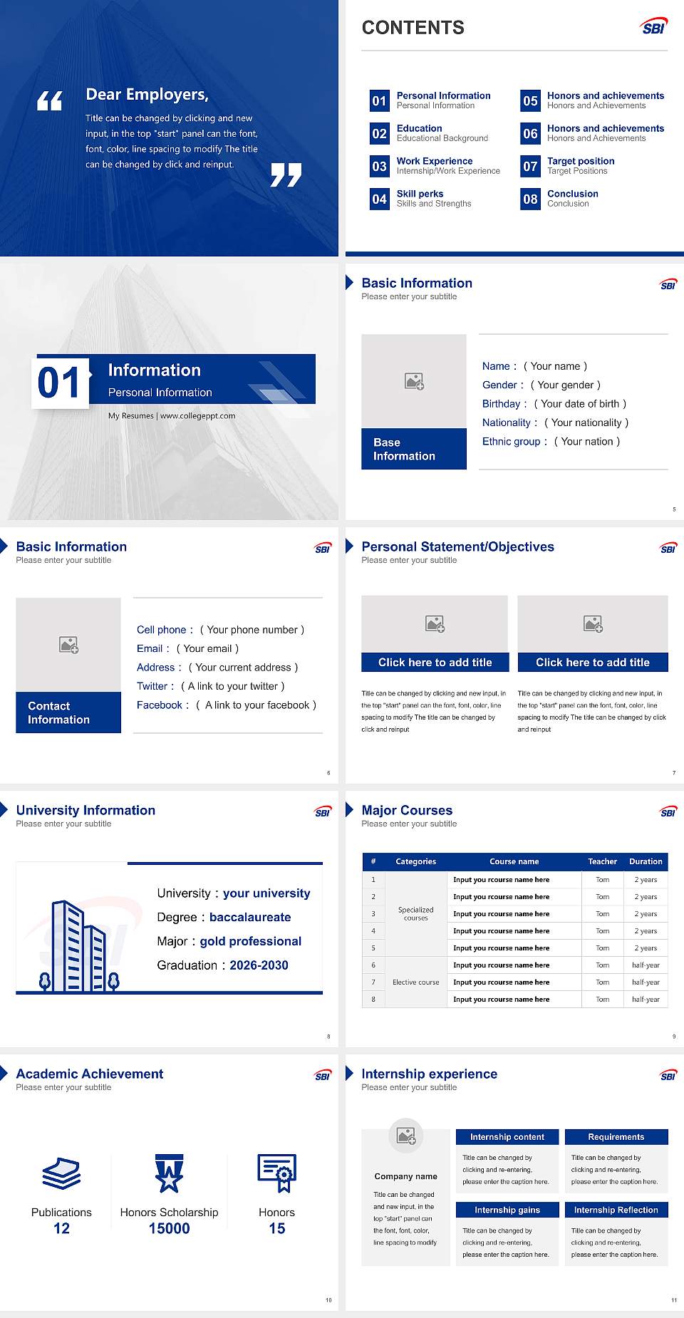 SBI Graduate School Resume PPT Template4:3 ratio PPT effect preview image2
