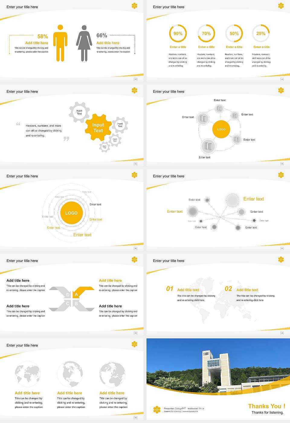 Sapporo City University Course/Courseware Creation PPT Template16:9 ratio PPT effect preview image4