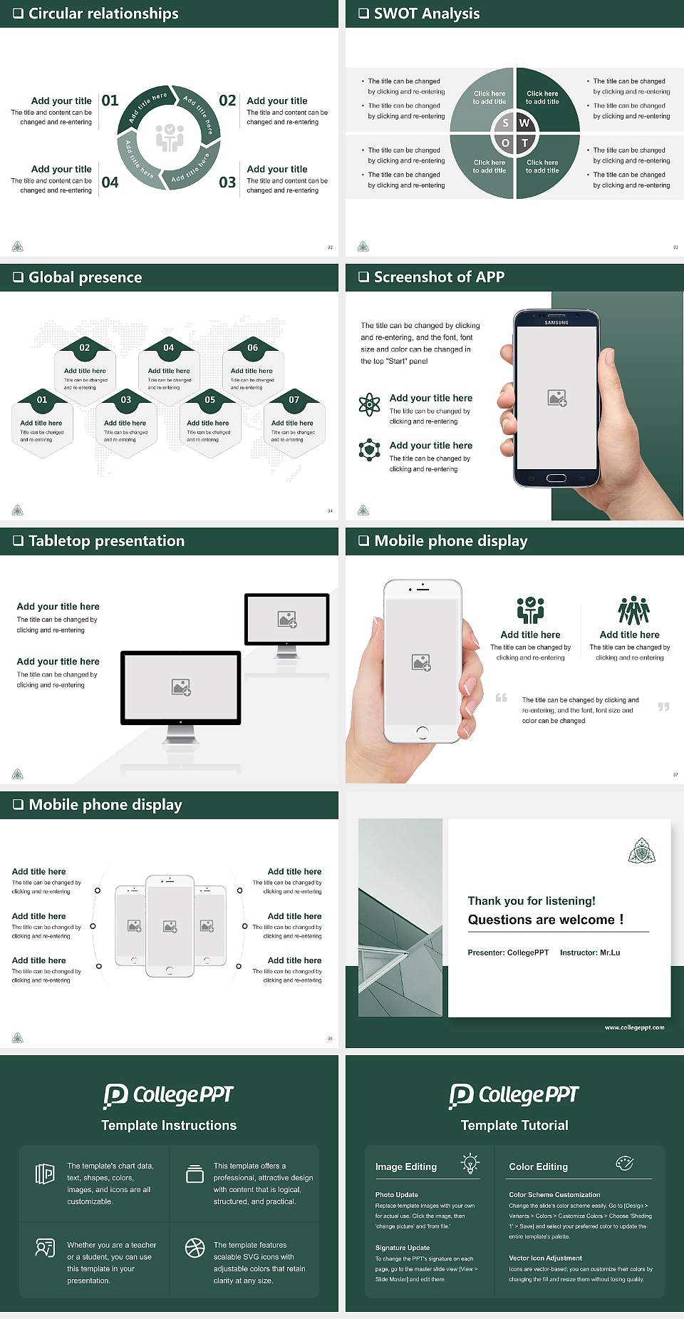 Shijonawate Gakuen University General PPT Template4:3 ratio PPT effect preview image5