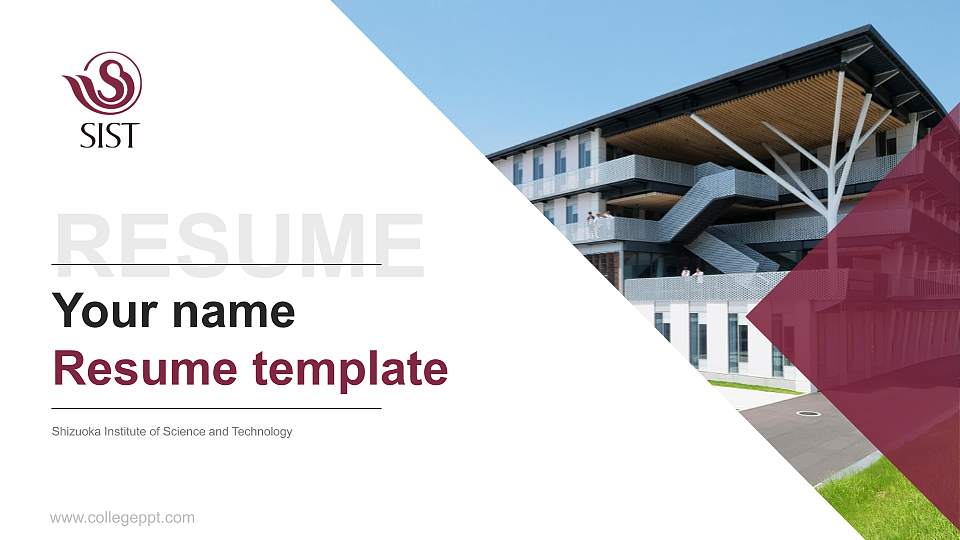 Shizuoka Institute of Science and Technology Resume PPT Template16:9 ratio PPT effect preview image