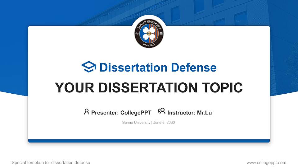 Sanno University Graduation Thesis Defense PPT Template16:9 ratio PPT effect preview image