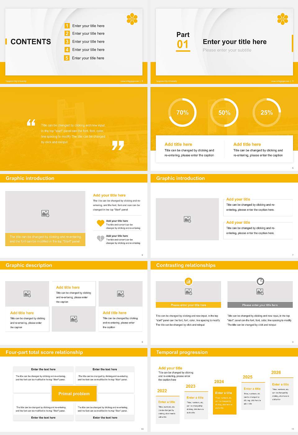 Sapporo City University Thesis Proposal/Graduation Defense PPT Template16:9 ratio PPT effect preview image2