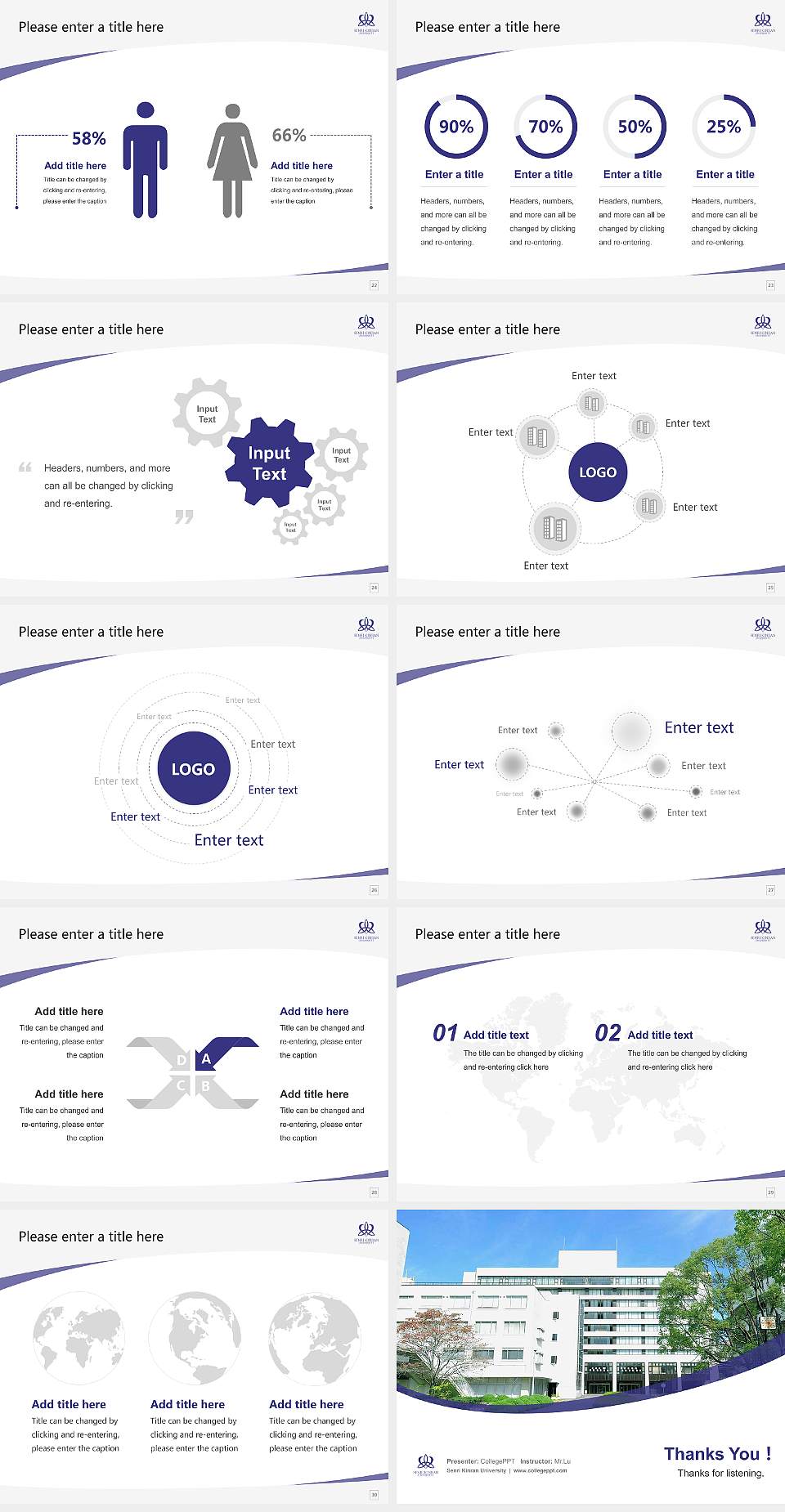 Senri Kinran University Course/Courseware Creation PPT Template4:3 ratio PPT effect preview image4