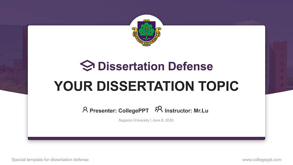 Sapporo University Graduation Thesis Defense PPT Template16:9 ratio PPT effect preview image