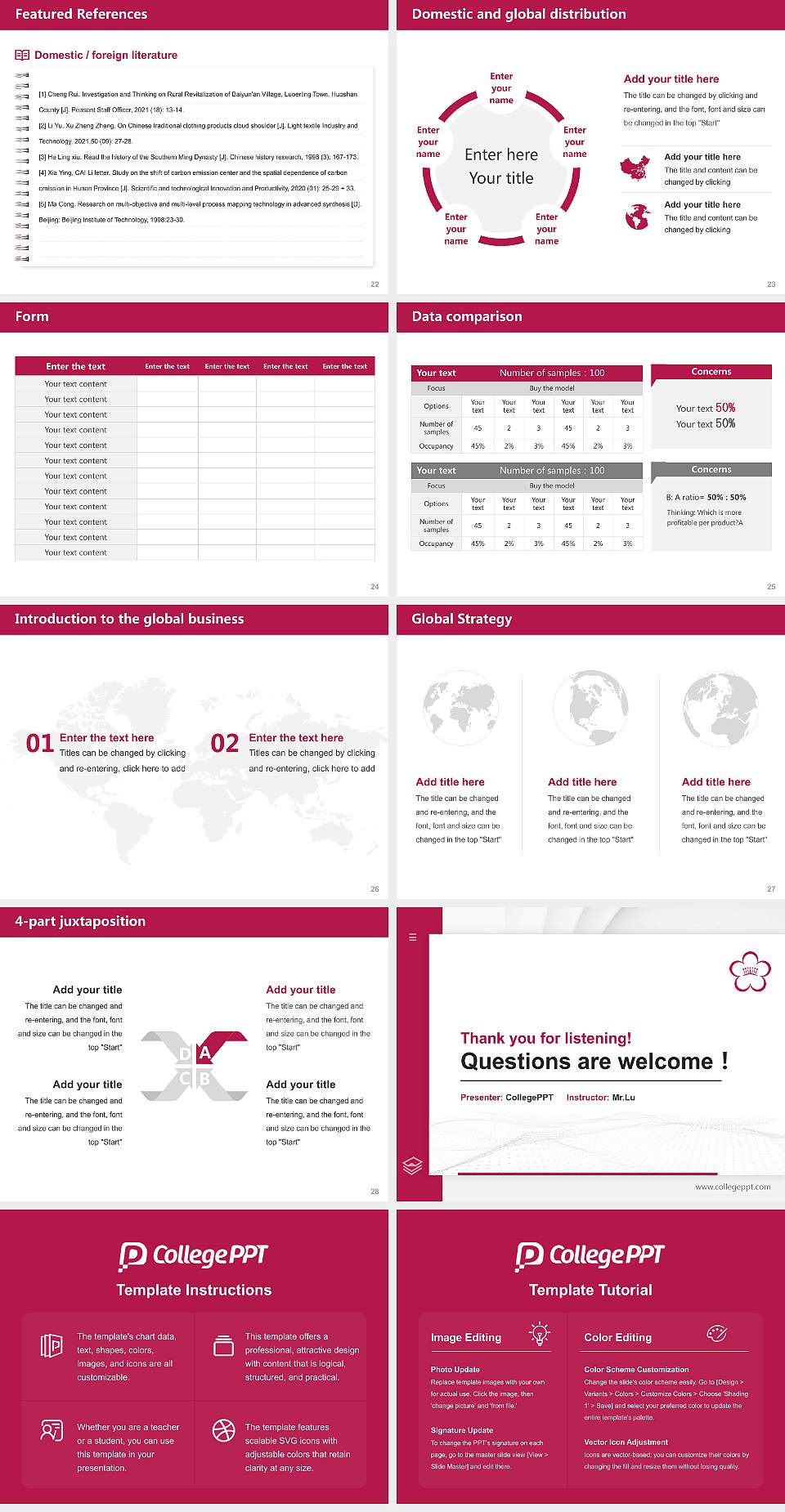 Shiraume Gakuen University Thesis Proposal/Graduation Defense PPT Template4:3 ratio PPT effect preview image4