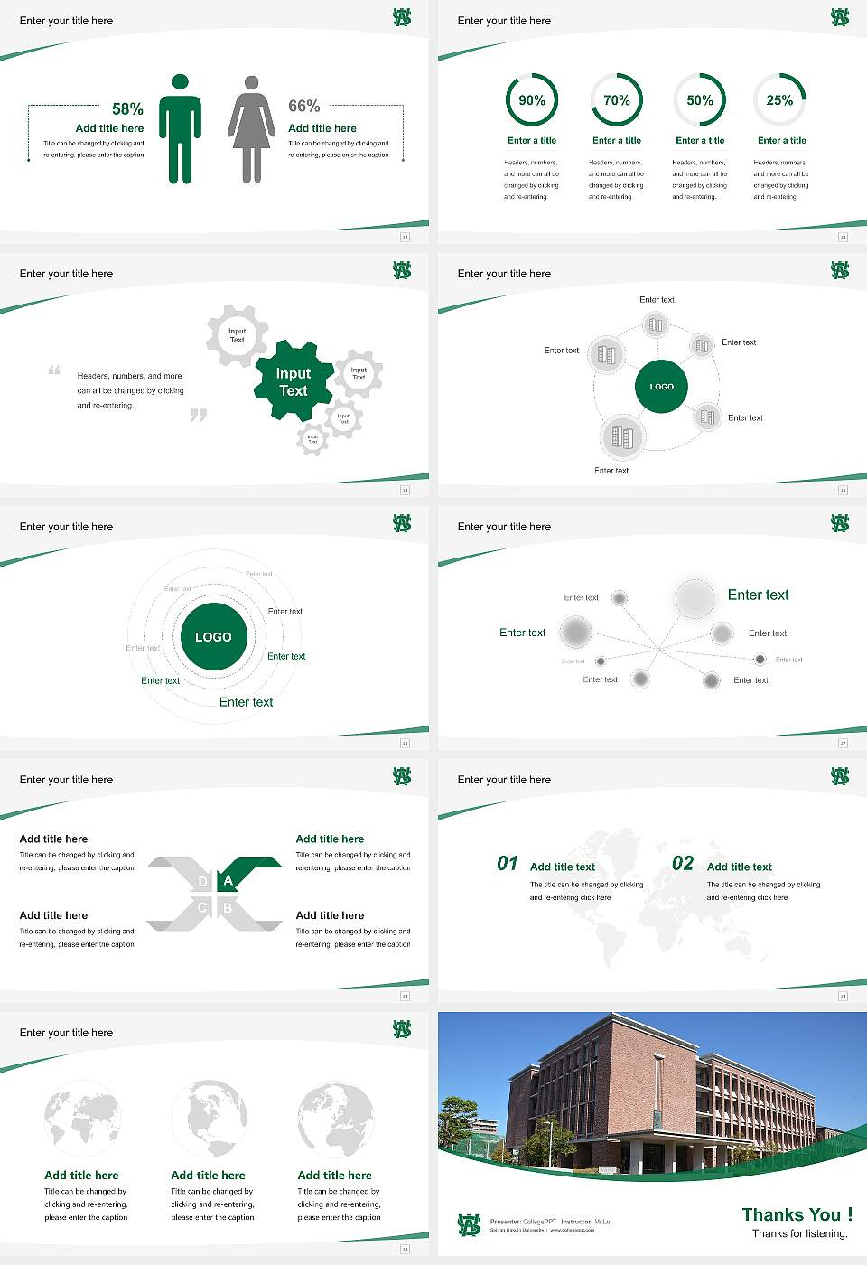 Seinan Gakuin University Course/Courseware Creation PPT Template16:9 ratio PPT effect preview image4