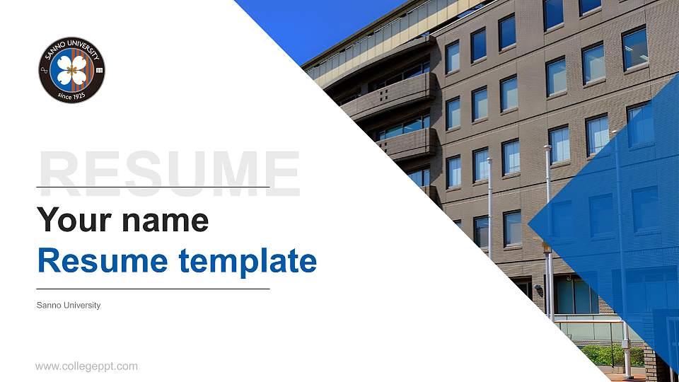 Sanno University Resume PPT Template16:9 ratio PPT effect preview image1