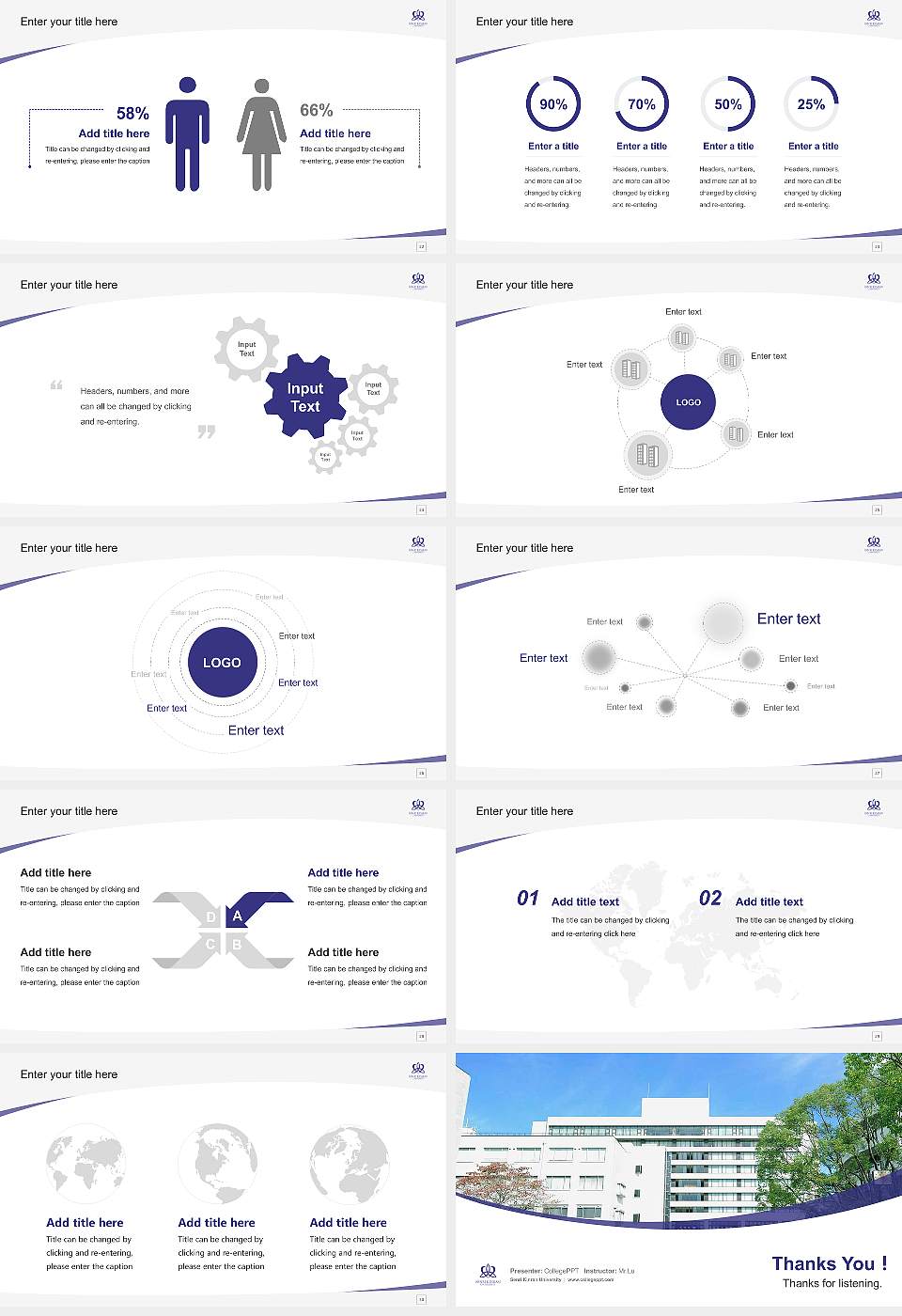 Senri Kinran University Course/Courseware Creation PPT Template16:9 ratio PPT effect preview image4