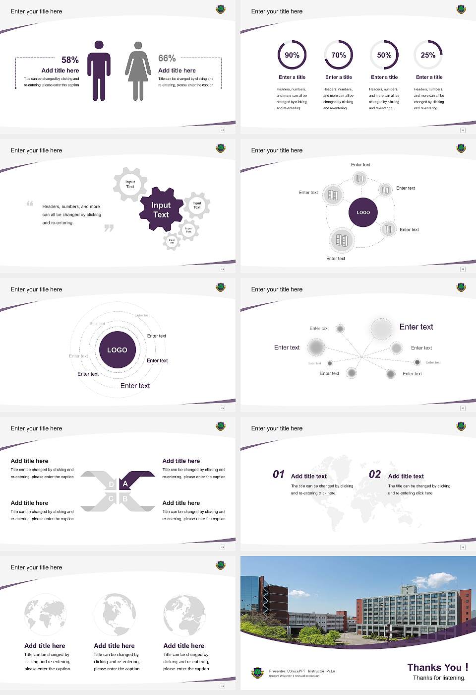 Sapporo University Course/Courseware Creation PPT Template16:9 ratio PPT effect preview image4