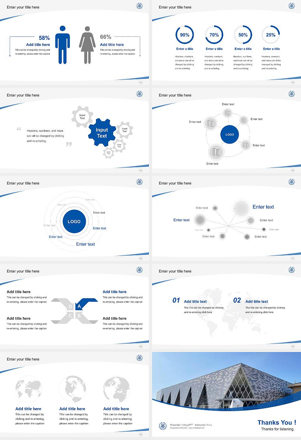 Shigakukan University Course/Courseware Creation PPT Template16:9 ratio PPT effect preview image4