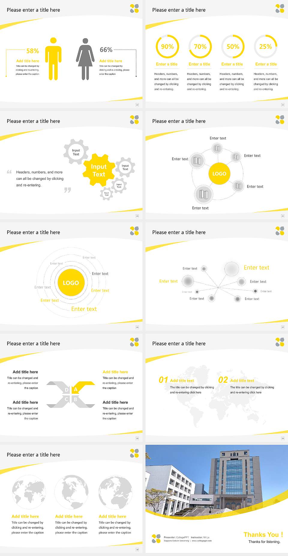 Sapporo Gakuin University Course/Courseware Creation PPT Template4:3 ratio PPT effect preview image4