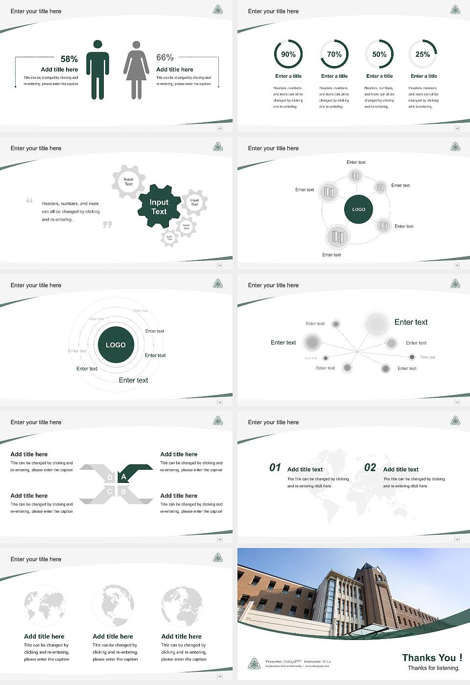 Shijonawate Gakuen University Course/Courseware Creation PPT Template16:9 ratio PPT effect preview image4
