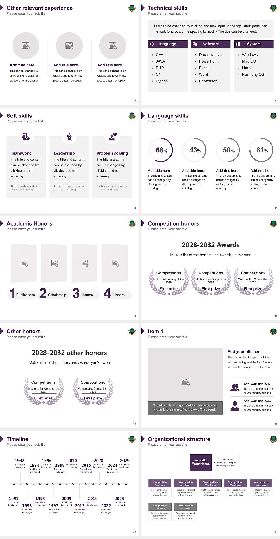 Sapporo University Resume PPT Template4:3 ratio PPT effect preview image3