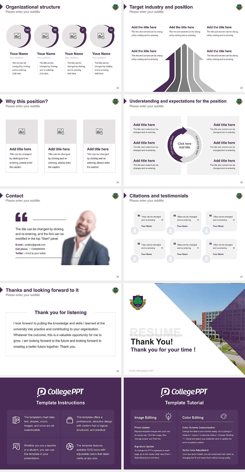 Sapporo University Resume PPT Template4:3 ratio PPT effect preview image4