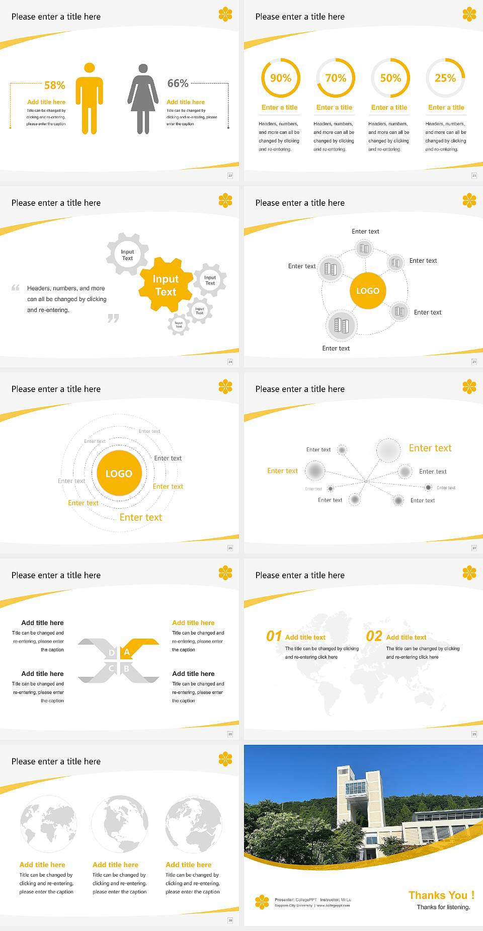 Sapporo City University Course/Courseware Creation PPT Template4:3 ratio PPT effect preview image4