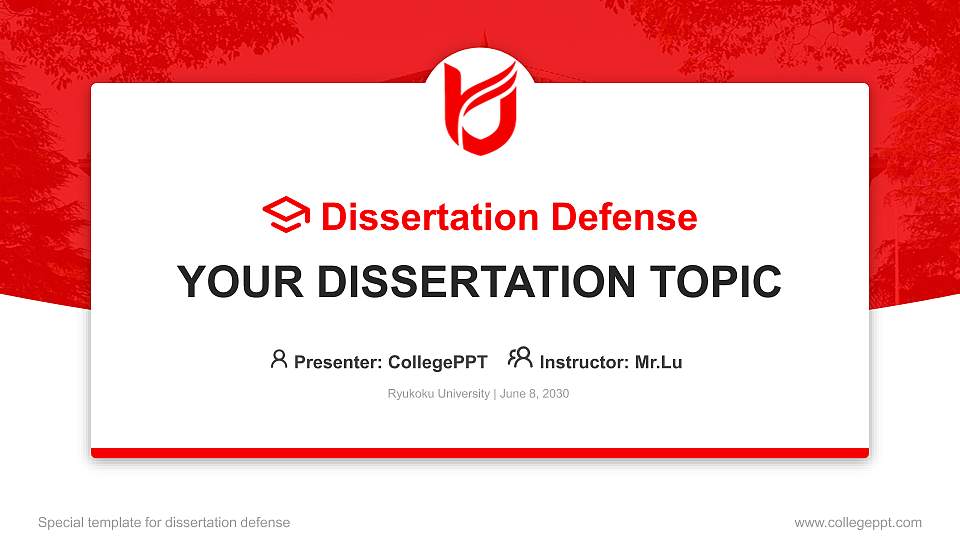 Ryukoku University Graduation Thesis Defense PPT Template16:9 ratio PPT effect preview image