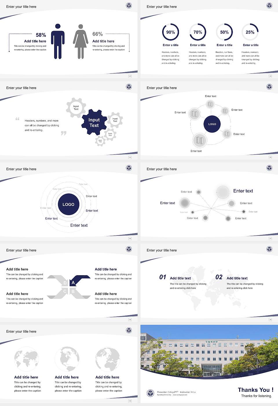 Ryotokuji University Course/Courseware Creation PPT Template16:9 ratio PPT effect preview image4