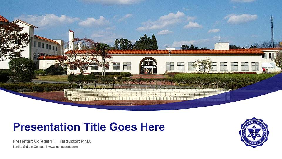 Saniku Gakuin College Course/Courseware Creation PPT Template16:9 ratio PPT effect preview image