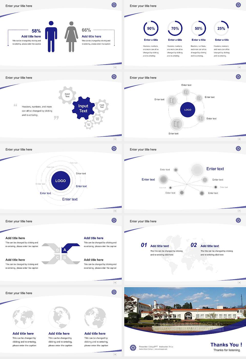 Saniku Gakuin College Course/Courseware Creation PPT Template16:9 ratio PPT effect preview image4