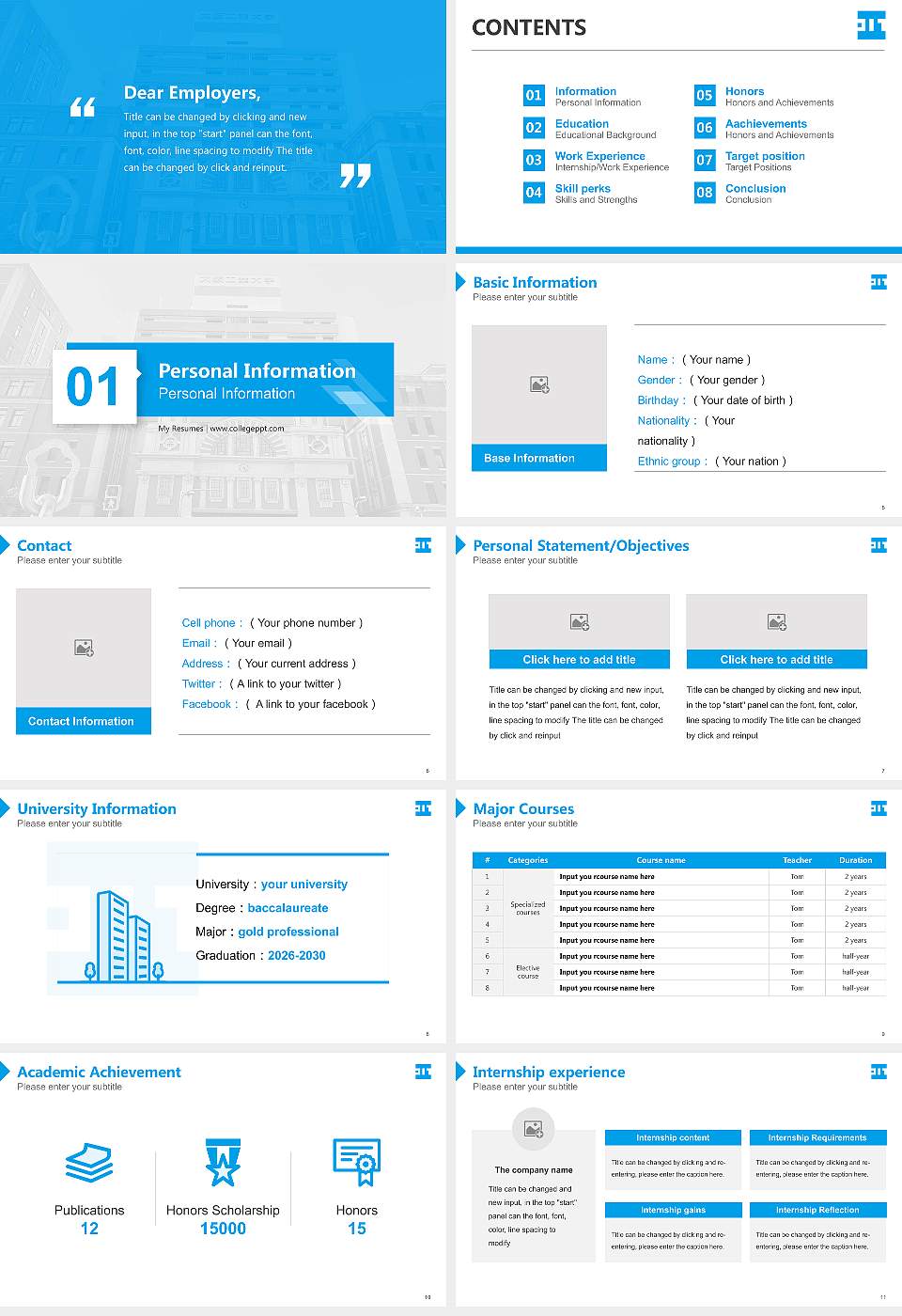 Osaka Institute of Technology Resume PPT Template16:9 ratio PPT effect preview image2