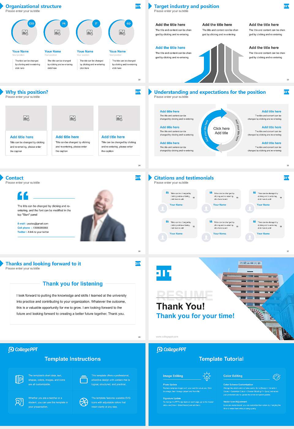 Osaka Institute of Technology Resume PPT Template16:9 ratio PPT effect preview image4