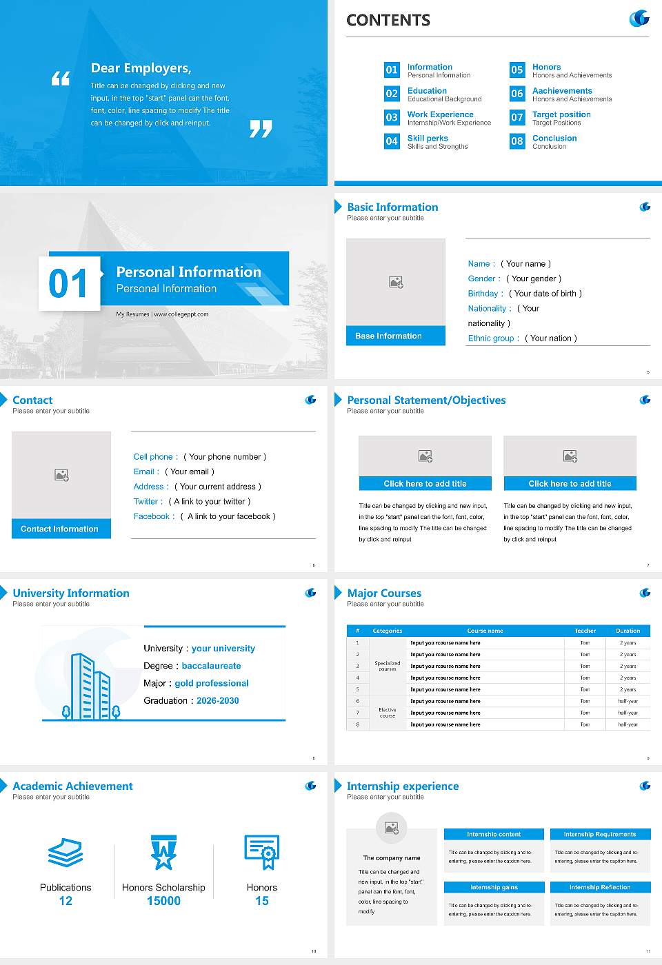 Otemon Gakuin University Resume PPT Template16:9 ratio PPT effect preview image2