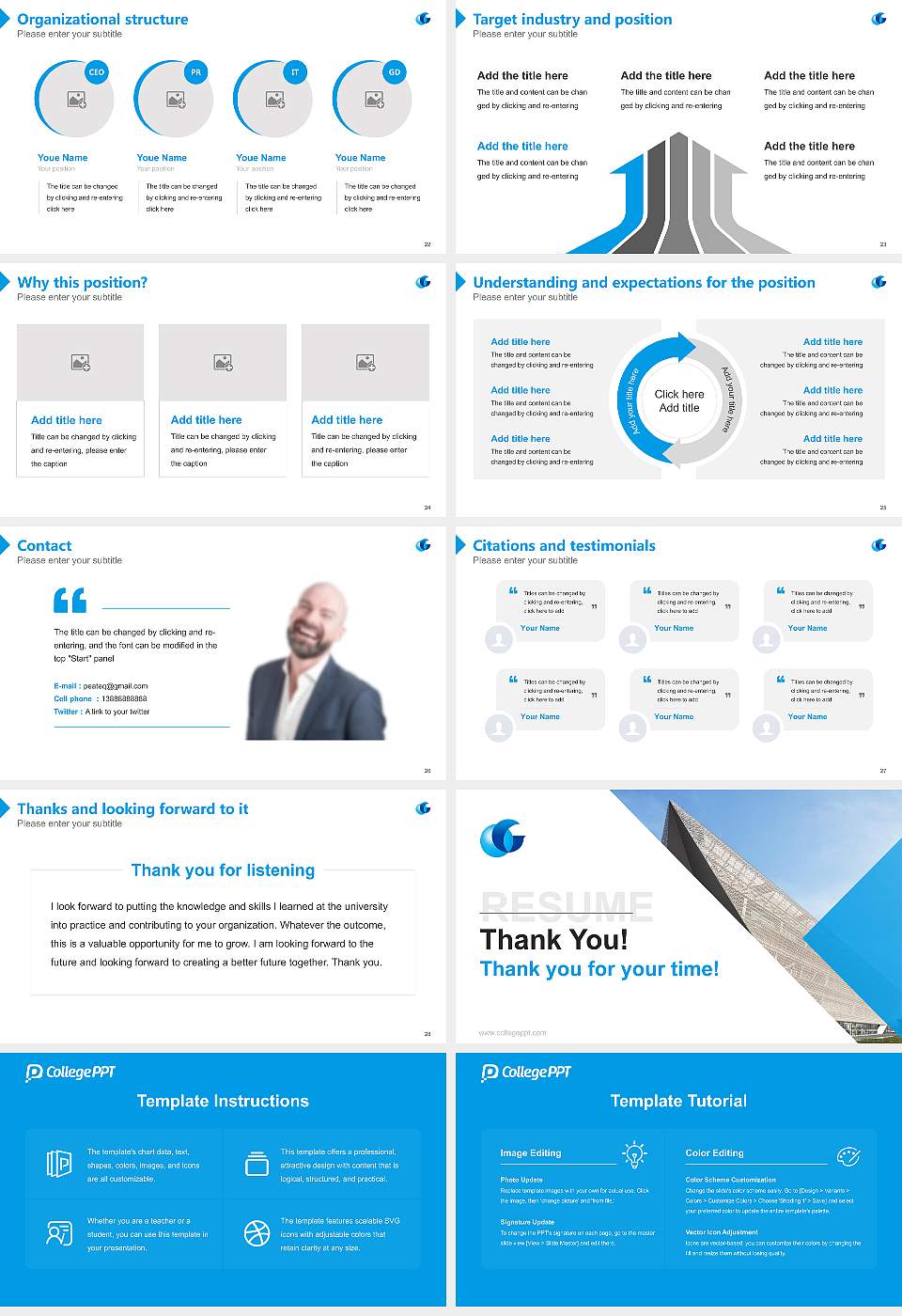 Otemon Gakuin University Resume PPT Template16:9 ratio PPT effect preview image4