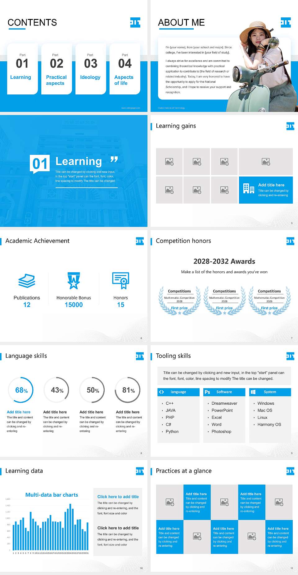 Osaka Institute of Technology National Scholarship Defense PPT Template4:3 ratio PPT effect preview image2