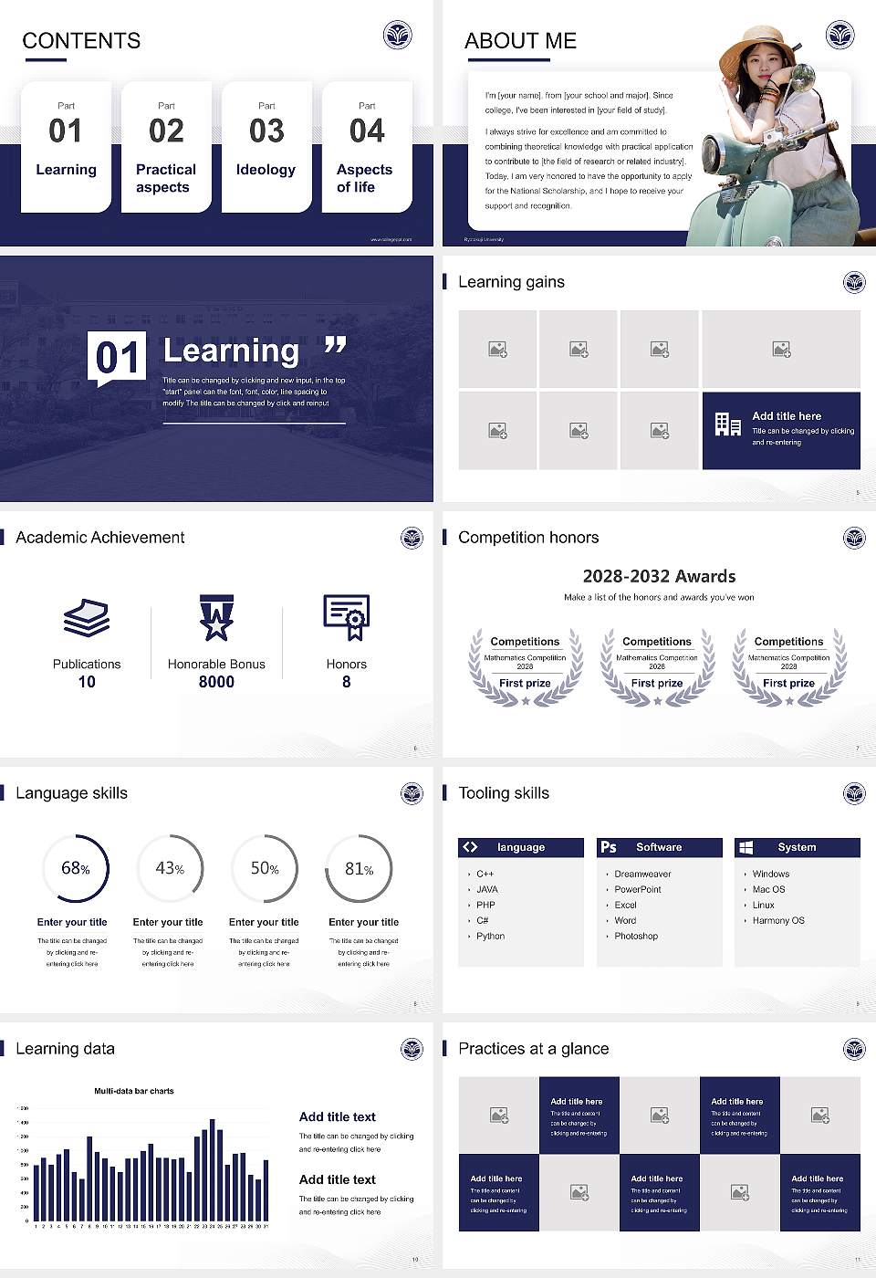 Ryotokuji University National Scholarship Defense PPT Template16:9 ratio PPT effect preview image2