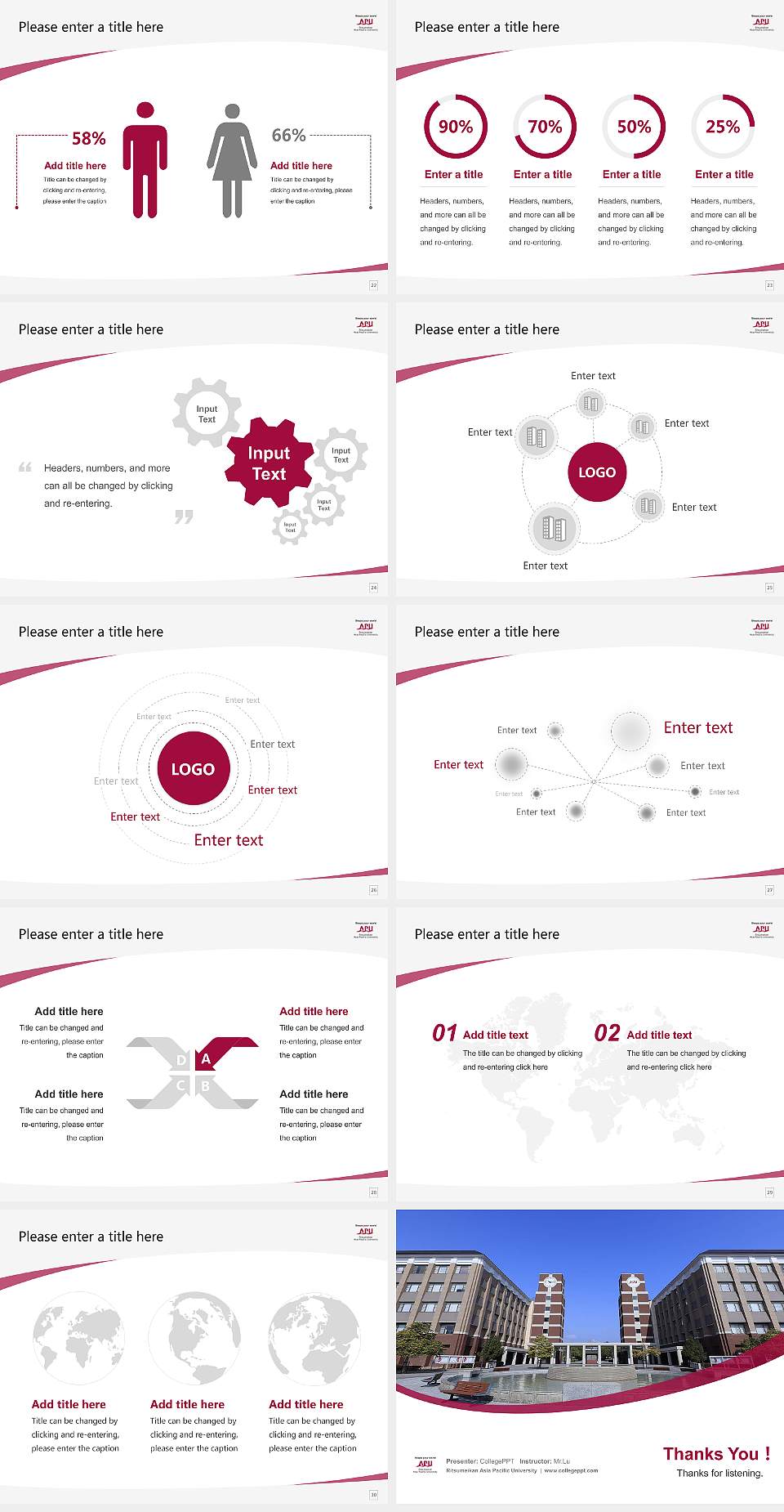 Ritsumeikan Asia Pacific University Course/Courseware Creation PPT Template4:3 ratio PPT effect preview image4
