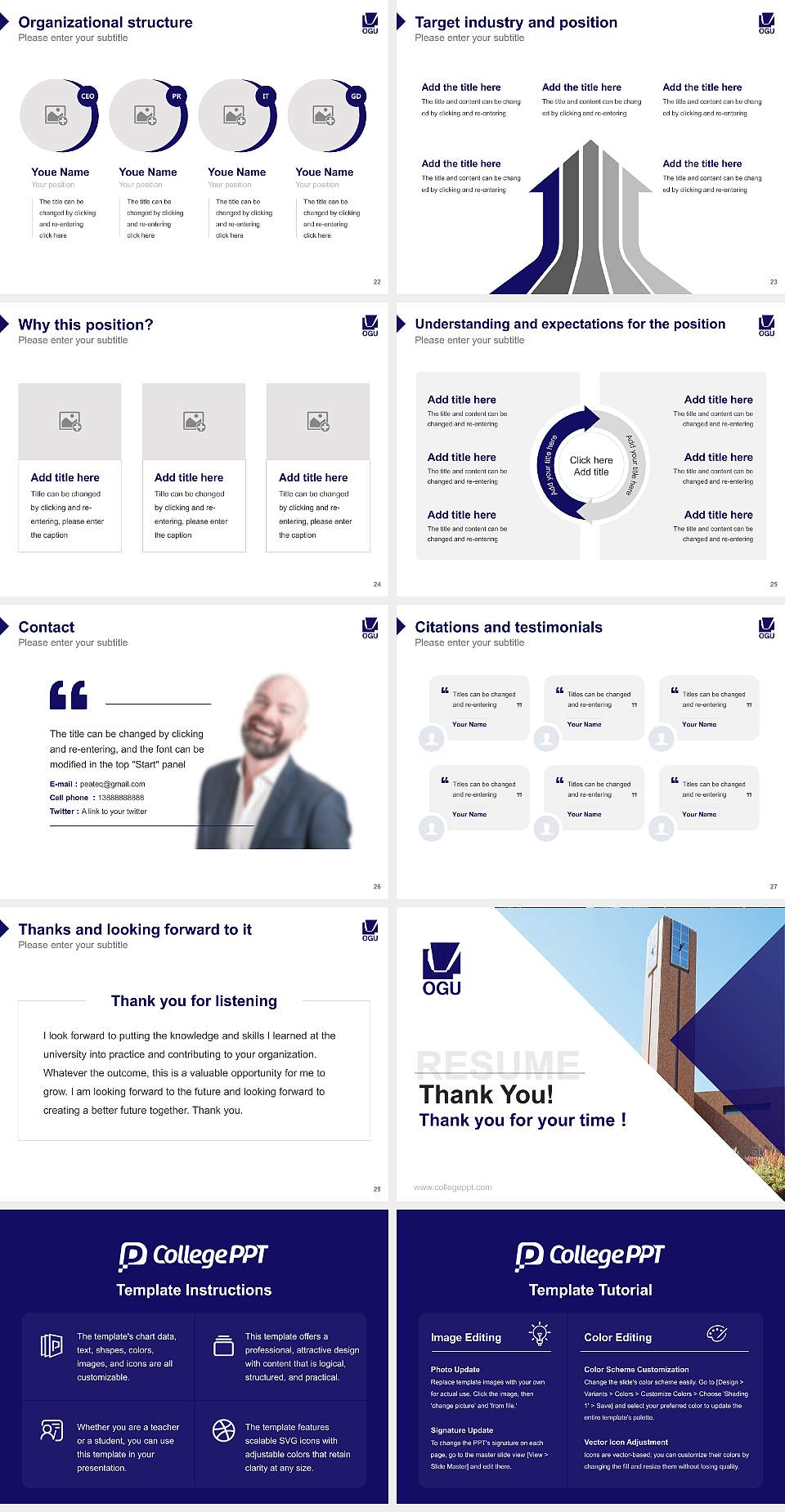 Osaka Gakuin University Resume PPT Template4:3 ratio PPT effect preview image4