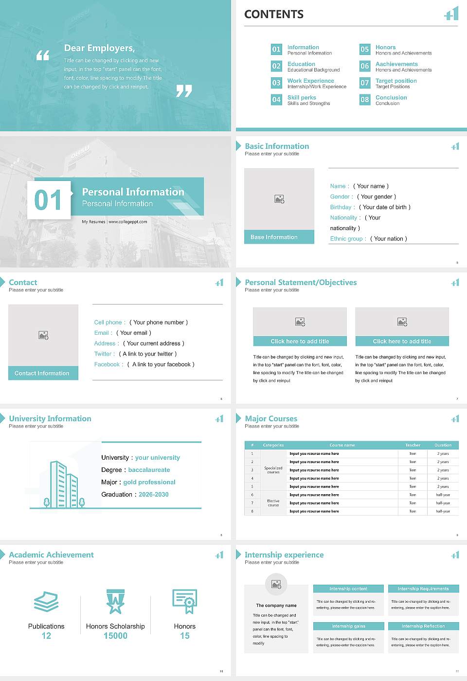 Osaka Health Science University Resume PPT Template16:9 ratio PPT effect preview image2