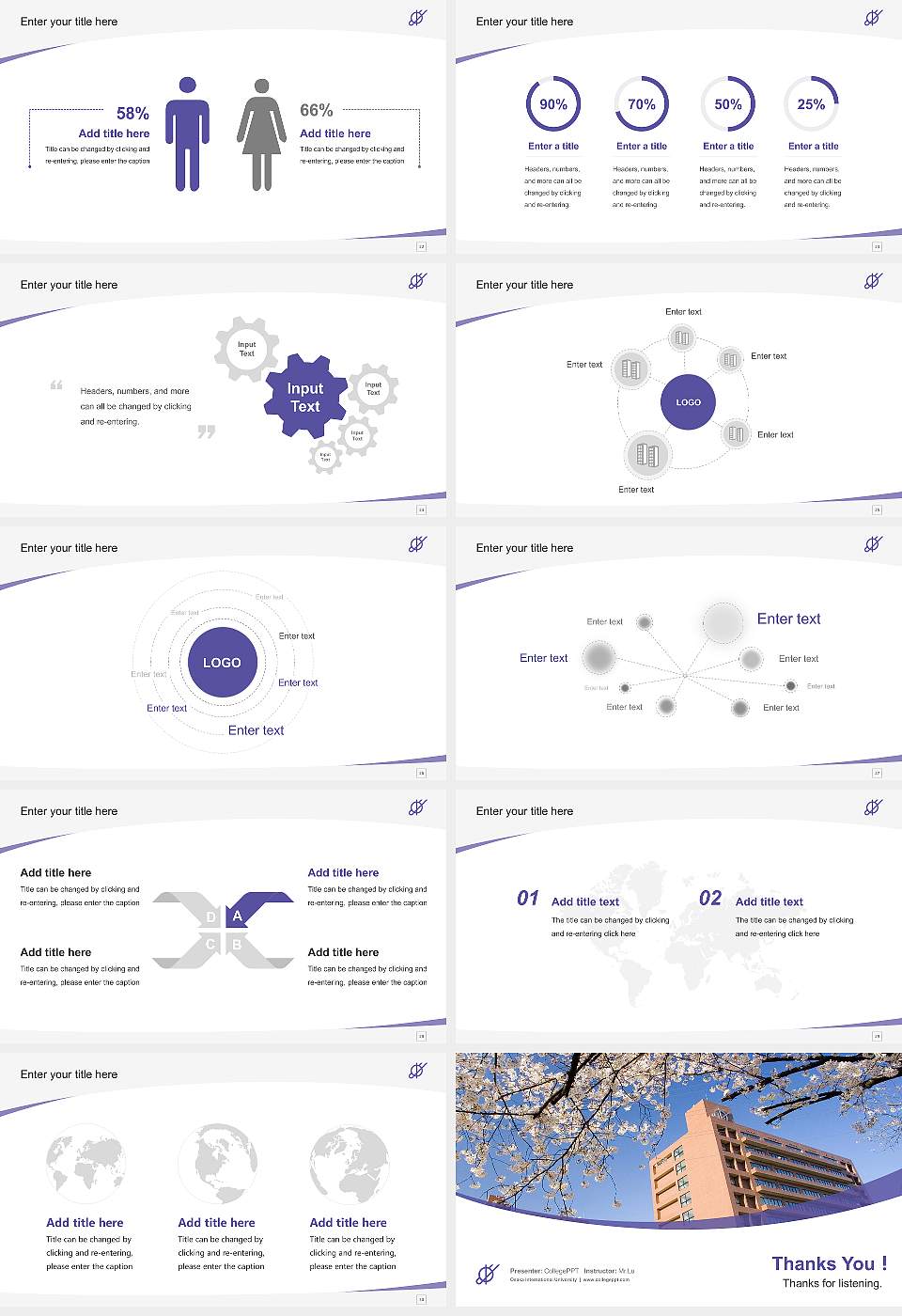 Osaka International University Course/Courseware Creation PPT Template16:9 ratio PPT effect preview image4