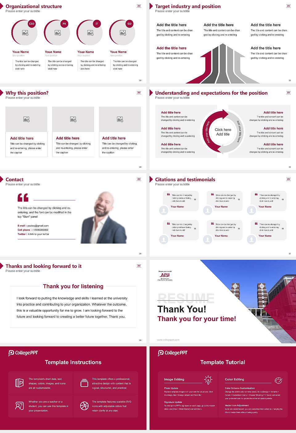 Ritsumeikan Asia Pacific University Resume PPT Template16:9 ratio PPT effect preview image4