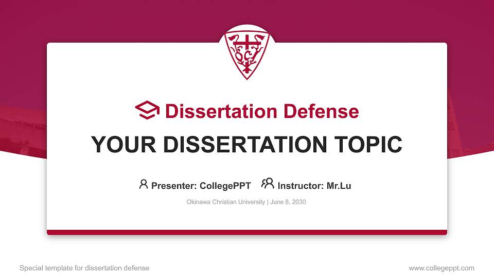 Okinawa Christian University Graduation Thesis Defense PPT Template16:9 ratio PPT effect preview image