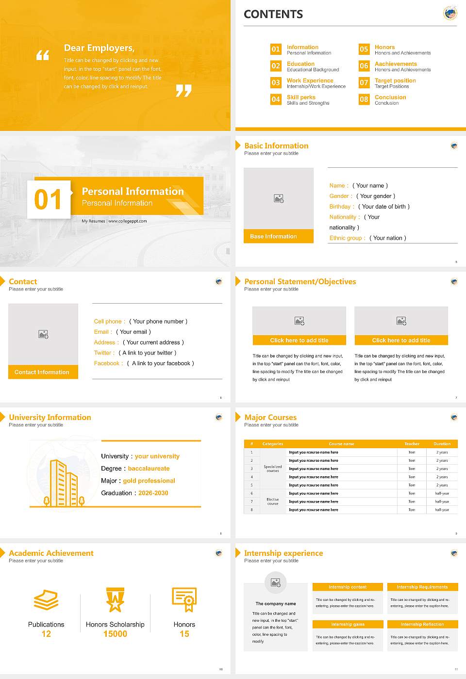 Saku University Resume PPT Template16:9 ratio PPT effect preview image2