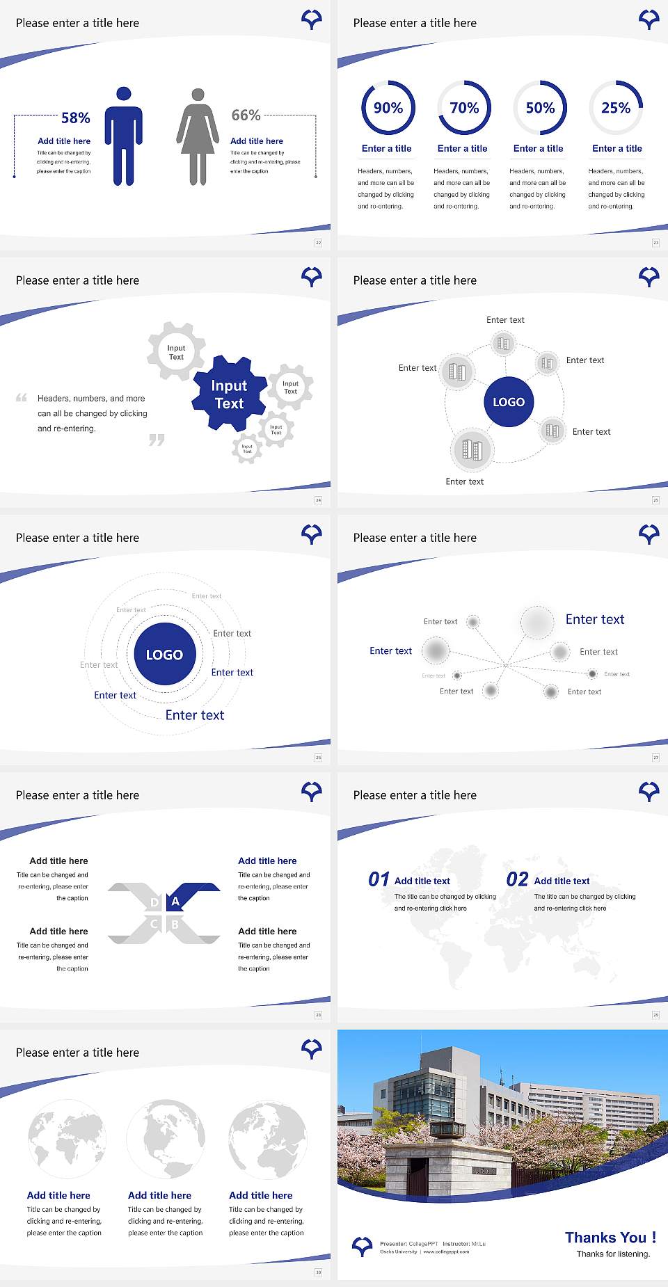 Osaka University Course/Courseware Creation PPT Template4:3 ratio PPT effect preview image4