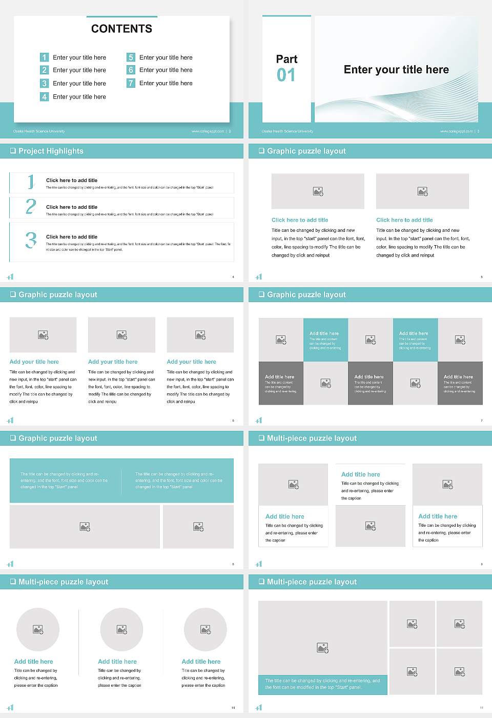 Osaka Health Science University General PPT Template16:9 ratio PPT effect preview image2